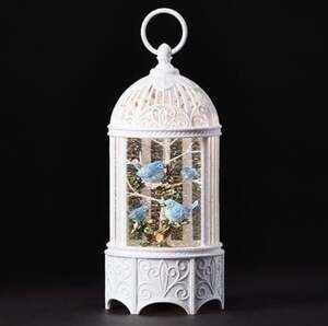 Confetti Lites Collection, 10.2" H LED  Bluebird CAGE,Lantern, Snow Globe